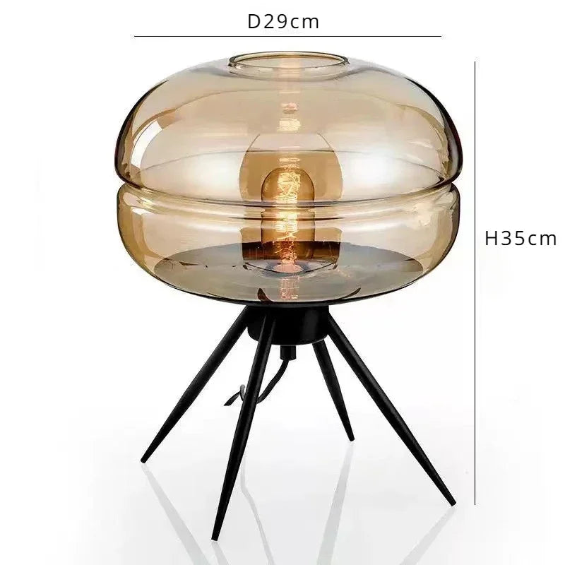 Nordic Industrial Floor Lamp Smoke Gray Glass Four-legged Standing Lamp Personality Corner Light Living Room Bedroom Table Lamps