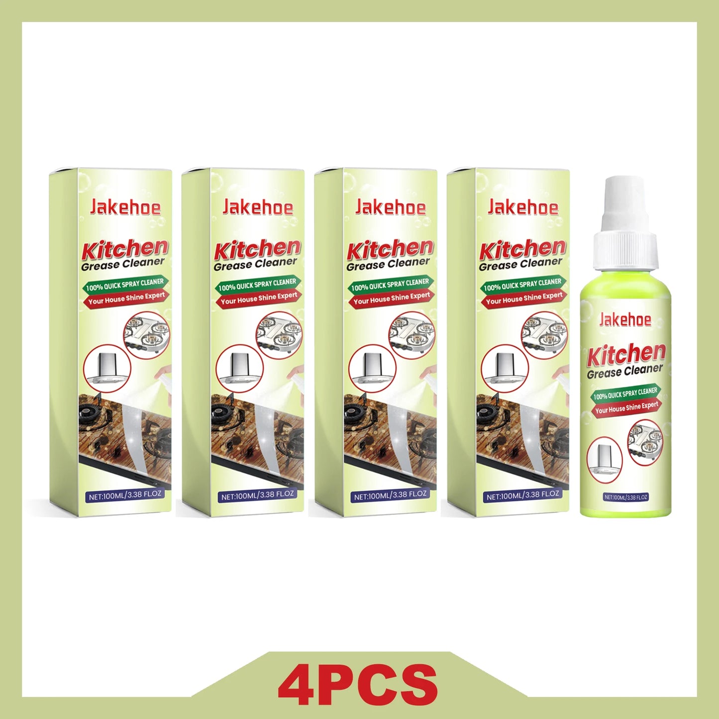 JAKEHOE Kitchen Grease Cleaner Spray Powerful Remove Stubborn Stains/Oil Residues/Refrigerator Odors Multipurpose Cleaning Agent