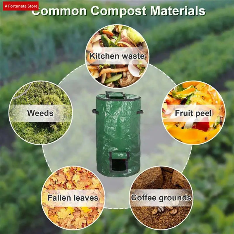 2X Compost Bin Bag, Fermentation Sealable Compost Bucket Garden Leaf Waste Compost Bag-A78G