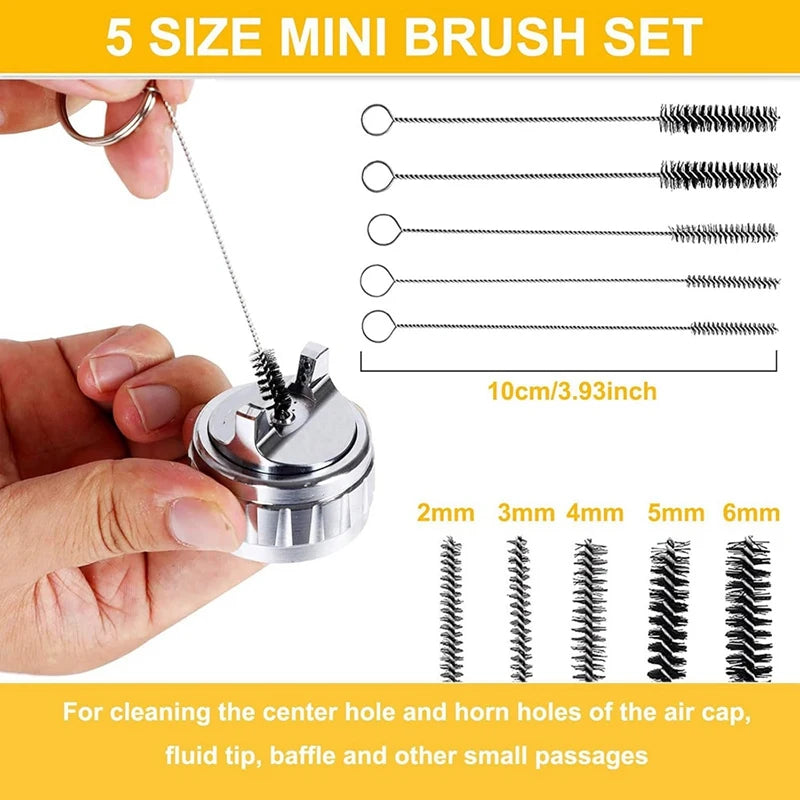 B-T Sprayer Cleaning Kit 17 Pcs Multi-Purpose Paint-Gun Brush Cleaner Tool With Nylon Mini Tube Brushes And Needles