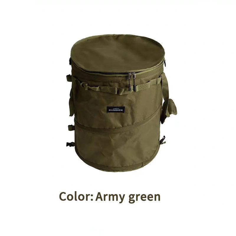 Black/Brown/Army green/Camo optional spring storage bag Large capacity wear-resistant storage bucket with storage buckle