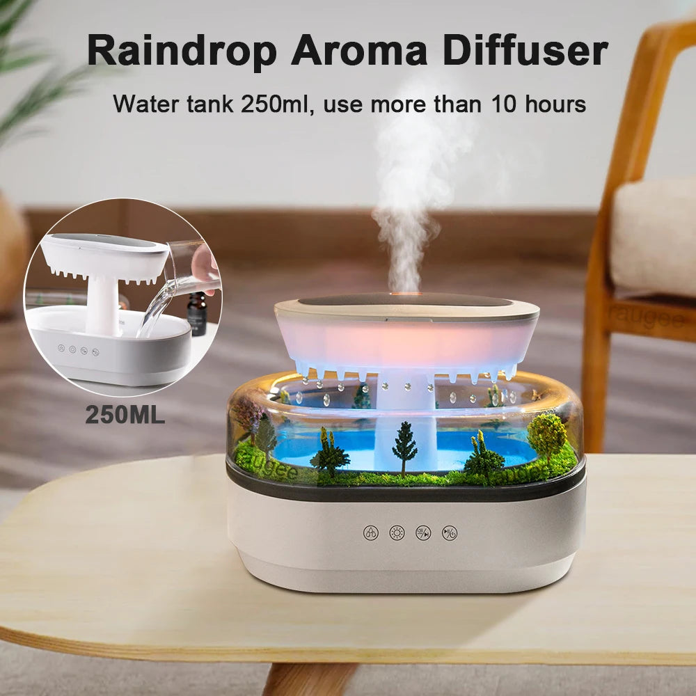 Aroma Air Humidifier Fragrance Essential Oil Diffuser for Home Raindrop Model Aroma Diffuser Humidifier with LED Colorful Light