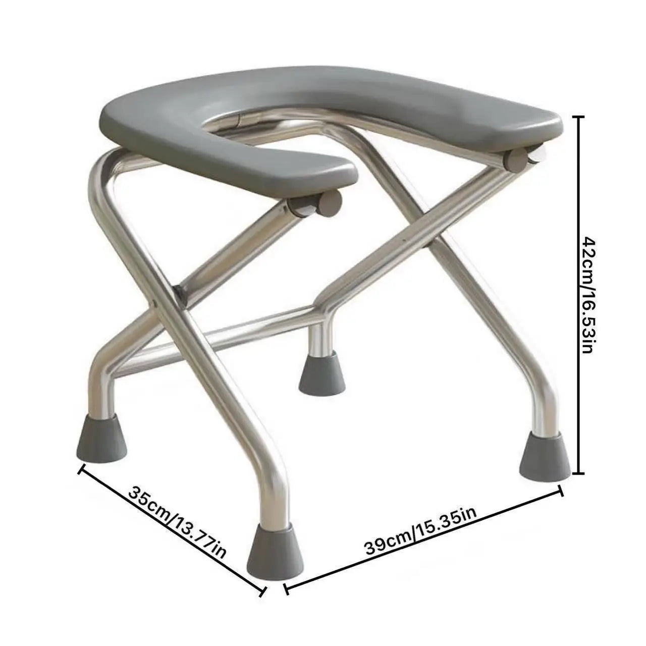 1 foldable U-shaped stainless steel toilet chair, which can bear 300 pounds, is easy to store and clean, suitable for the elderly and pregnant women, and can be used as a bath stool