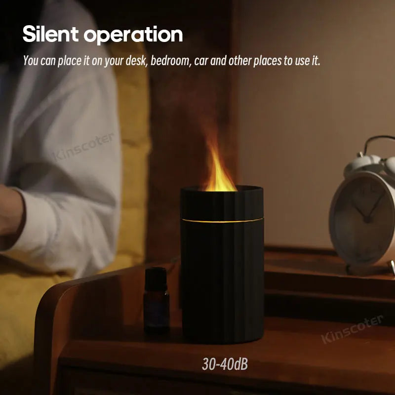 Car Diffuser Flame Humidifier Essential Oil Aroma Aromatherapy Diffuser Auto Air Purifier Air Freshener With LED Light