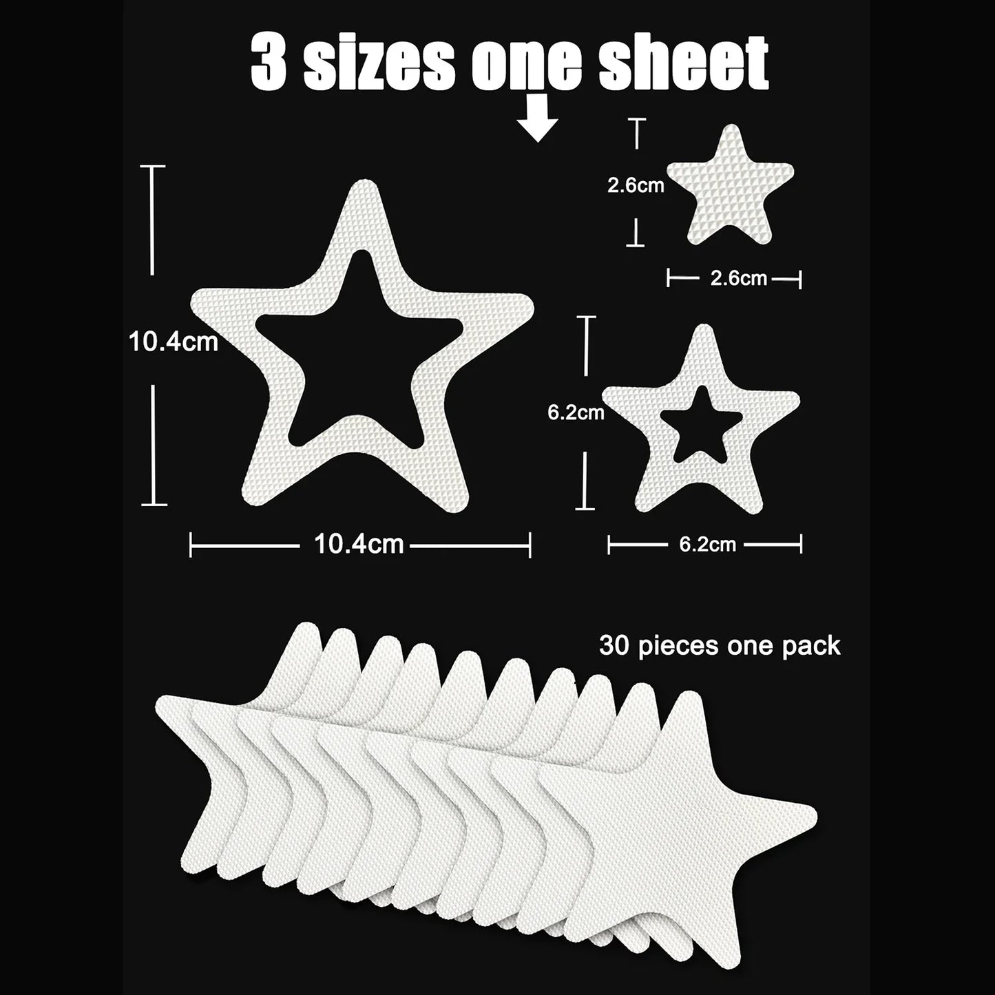 30PCS PEVA Shower Room Staircase Floor Shoe Sole Anti-slip Tape, Safety Full Stop Slide Pad Bathroom Bathtub Anti-skid Stickers