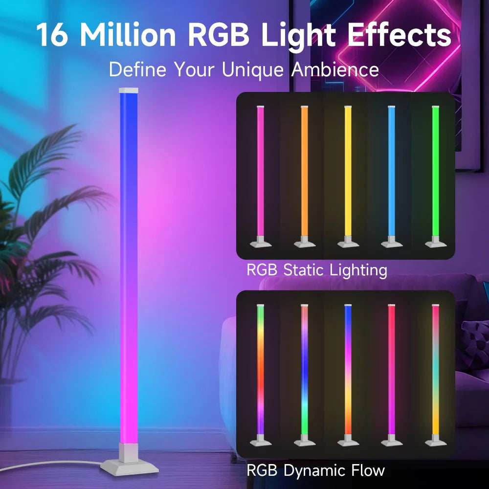 150cm RGB Floor Lamp Remote Control RGBIC Interior Decoration Mood Lighting LED Stand Lights for Living Room Bedroom Dining Tabl