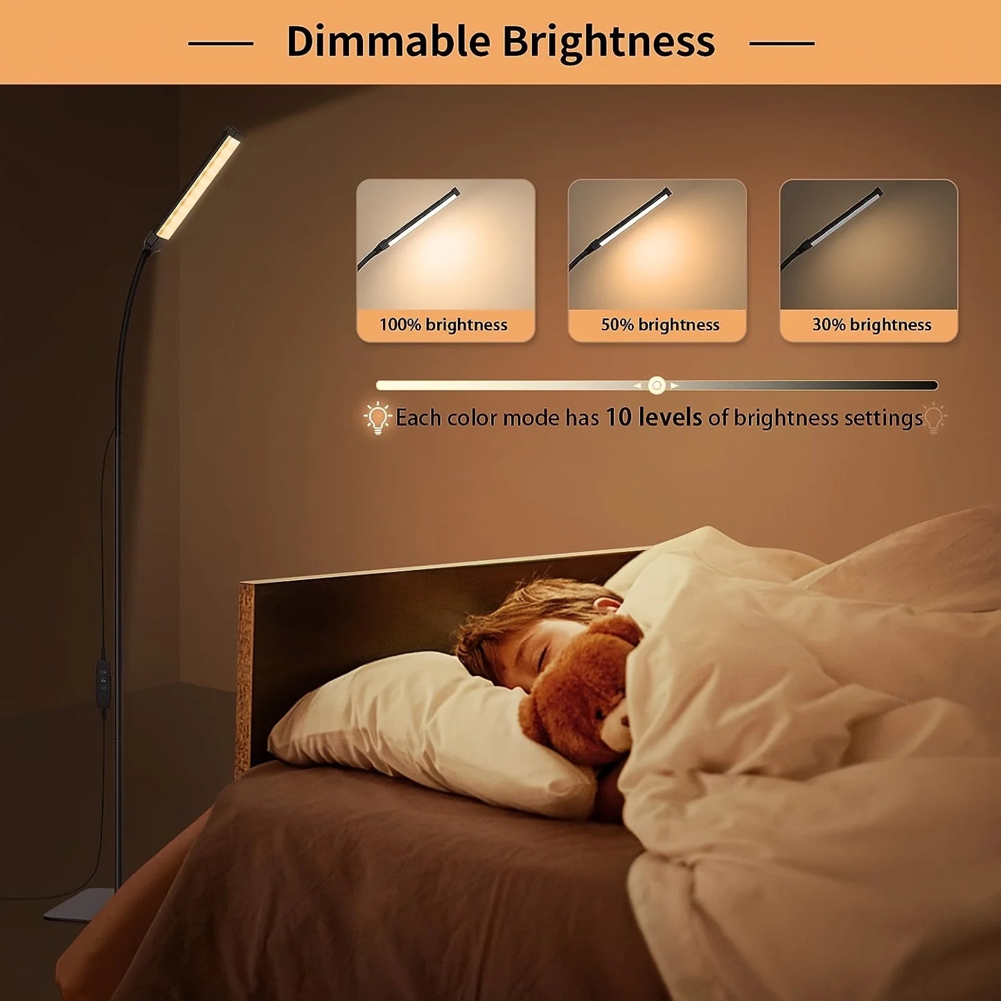 LED Floor Lamp For Living Room Adjustable Gooseneck Stand Light USB Powered Eye Protection Table Light For Bedroom