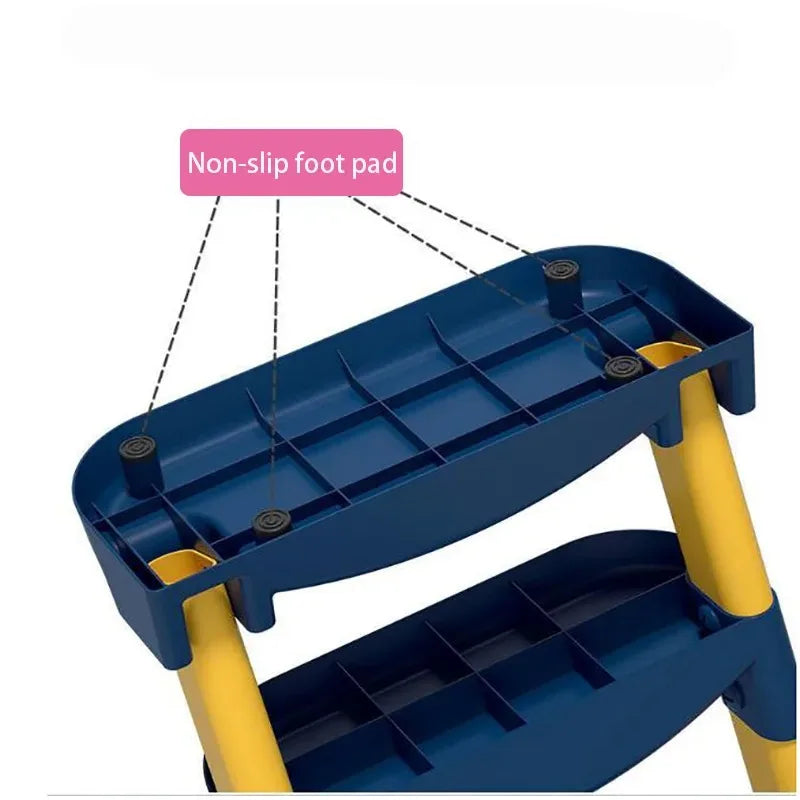 Kid's Potty Training Step Stools Toilet Folding Ladder Baby Seat Urinal Chair with Adjustable Step Stool Ladder Comfortable Safe