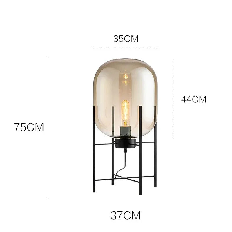 Nordic Industrial Floor Lamp Smoke Gray Glass Four-legged Standing Lamp Personality Corner Light Living Room Bedroom Table Lamps