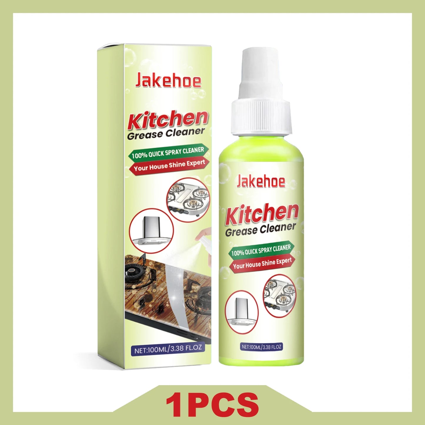 JAKEHOE Kitchen Grease Cleaner Spray Powerful Remove Stubborn Stains/Oil Residues/Refrigerator Odors Multipurpose Cleaning Agent