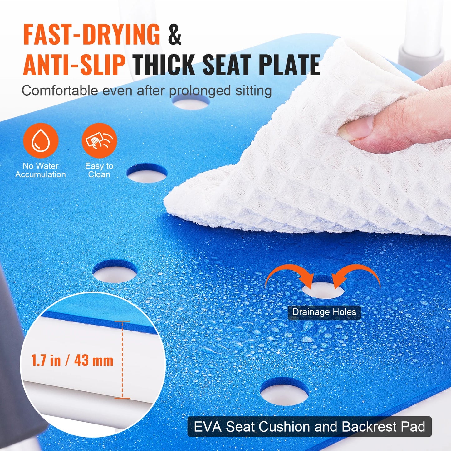 SucceBuy Swivel Shower Chair 360 Degree Adjustable with Armrest and Backrest for Shower or Bathtub Non-Slip for Elderly Disabled