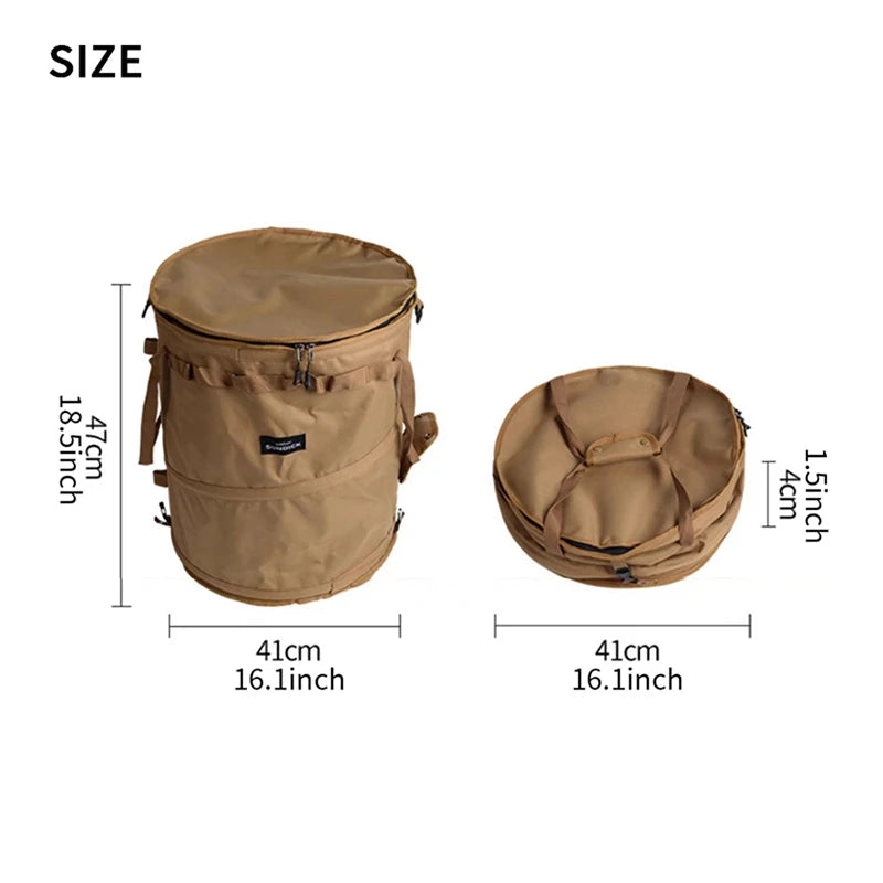 Black/Brown/Army green/Camo optional spring storage bag Large capacity wear-resistant storage bucket with storage buckle