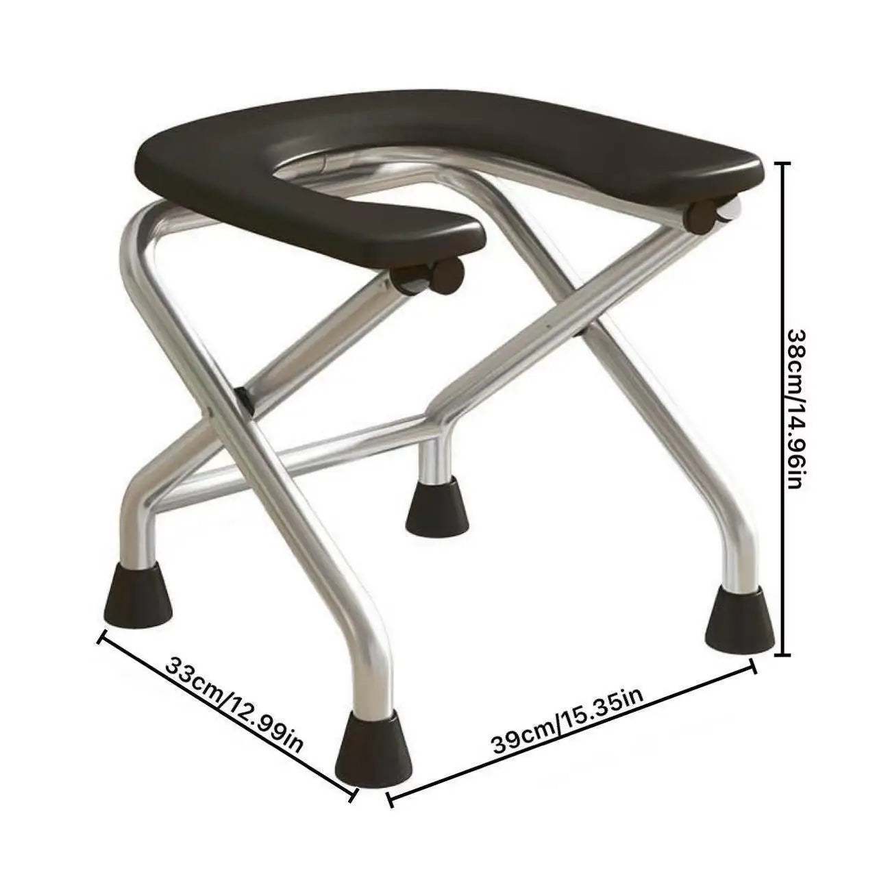 1 foldable U-shaped stainless steel toilet chair, which can bear 300 pounds, is easy to store and clean, suitable for the elderly and pregnant women, and can be used as a bath stool
