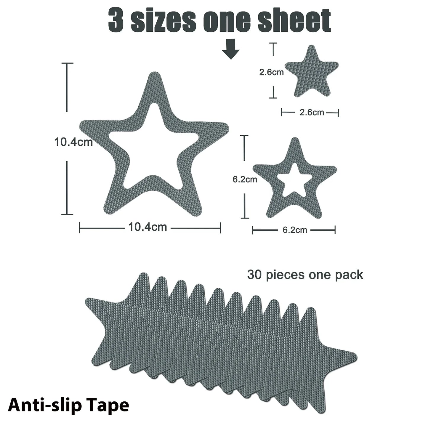 30PCS PEVA Shower Room Staircase Floor Shoe Sole Anti-slip Tape, Safety Full Stop Slide Pad Bathroom Bathtub Anti-skid Stickers