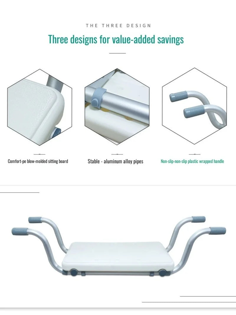 Adjustable Width Anti-Slip Bathtub Chair Combined with Multifunctional Shelf Bath Stool Offering Support for Comfortable Bathing