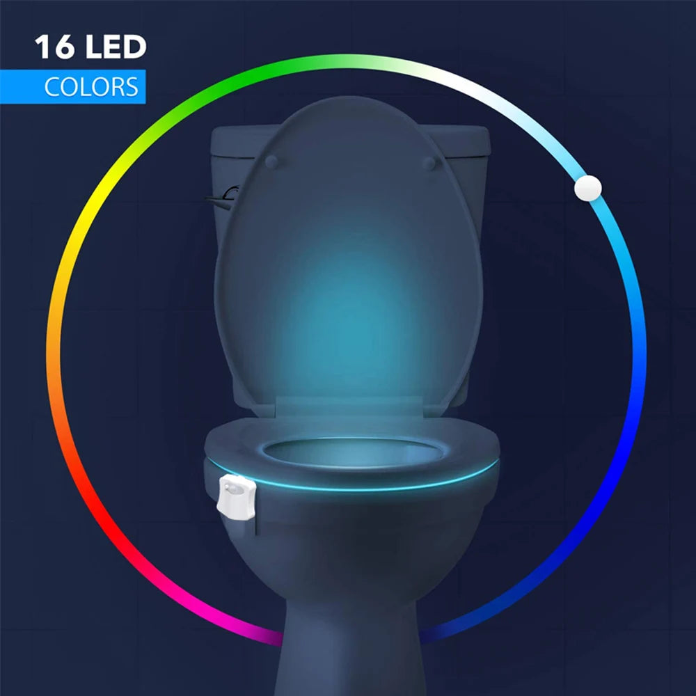 Toilet Night Light by Motion Sensor Activated LED Light 8 Colors Changing Toilet Bowl Illuminate Nightlight for Bathroom Gifts