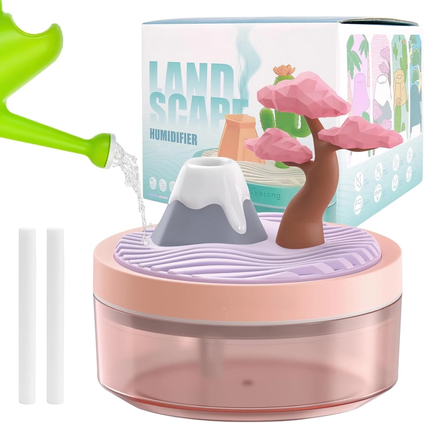 Mini Portable Desktop Humidifiers with Cherry Tree Quiet Cool Mist Auto Off Night Light Air Humidifier Home Office Travel