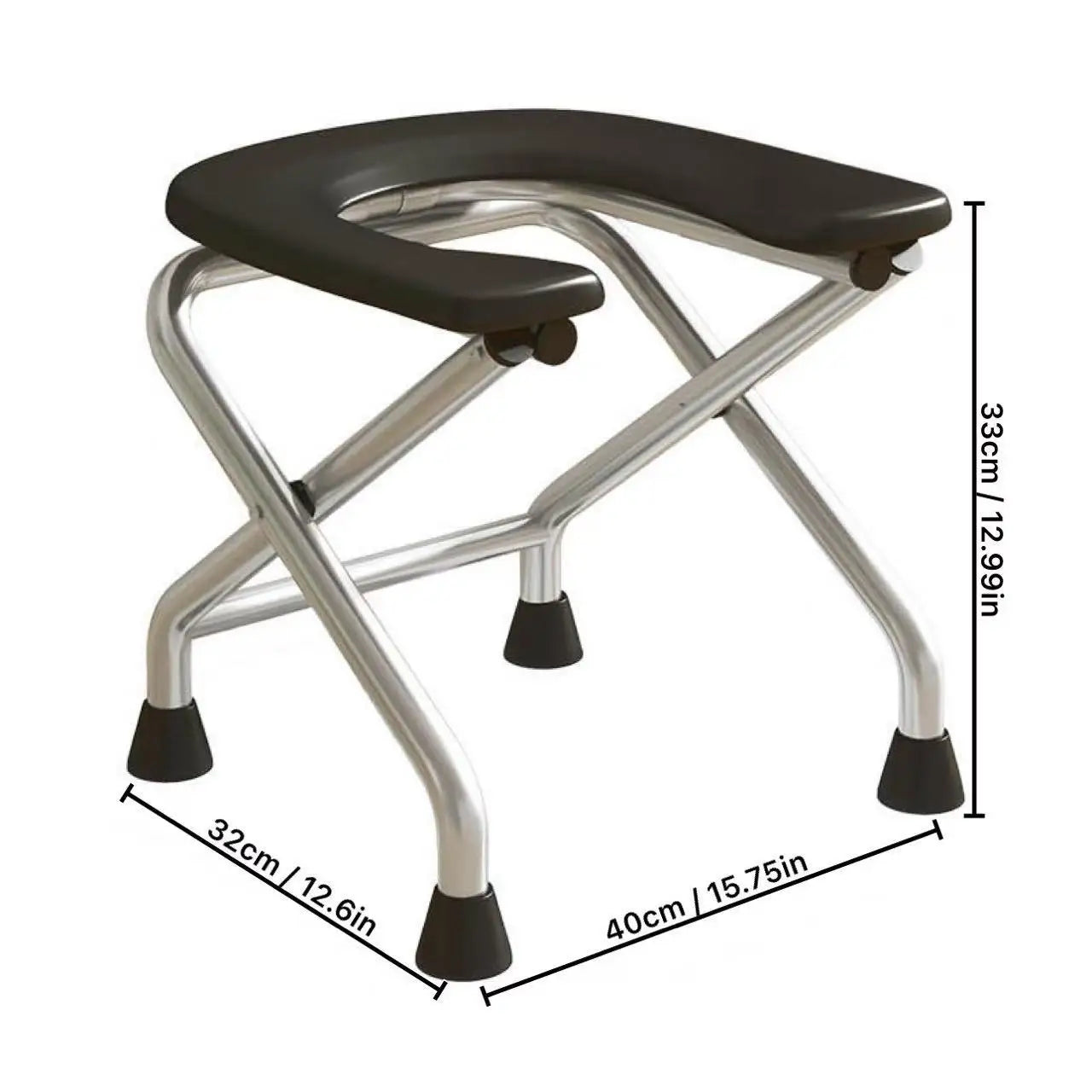 1 foldable U-shaped stainless steel toilet chair, which can bear 300 pounds, is easy to store and clean, suitable for the elderly and pregnant women, and can be used as a bath stool
