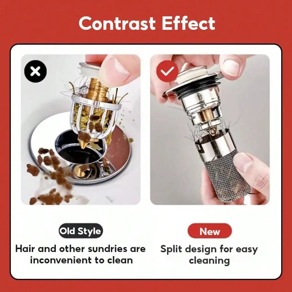 2Pcs Bathroom Sink Stopper,Universal Replacement Up Stainless Steel Sink Drain Filter with Hair Catcher,1.1-1.45Inch