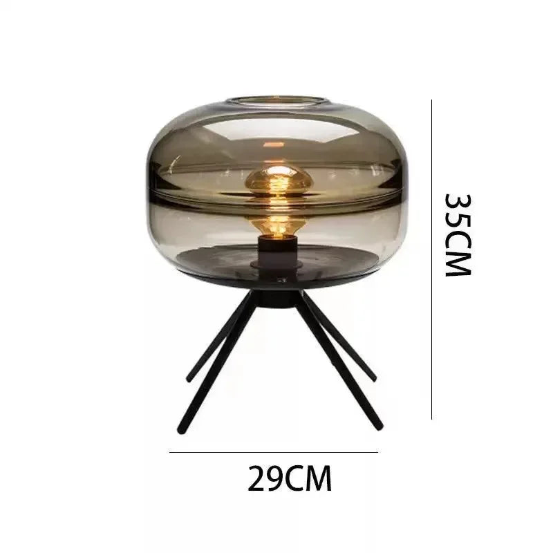 Nordic Industrial Floor Lamp Smoke Gray Glass Four-legged Standing Lamp Personality Corner Light Living Room Bedroom Table Lamps