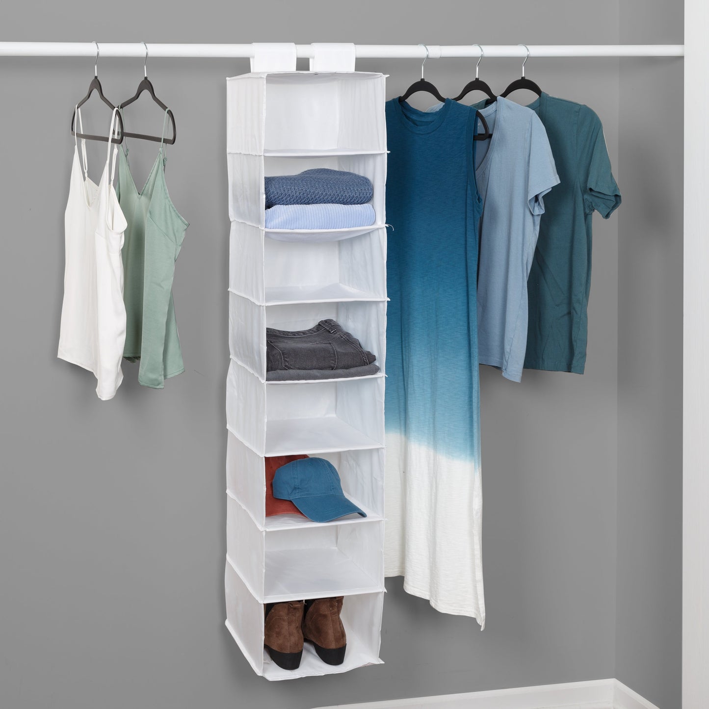 White 8-Shelf Hanging Closet Organizer