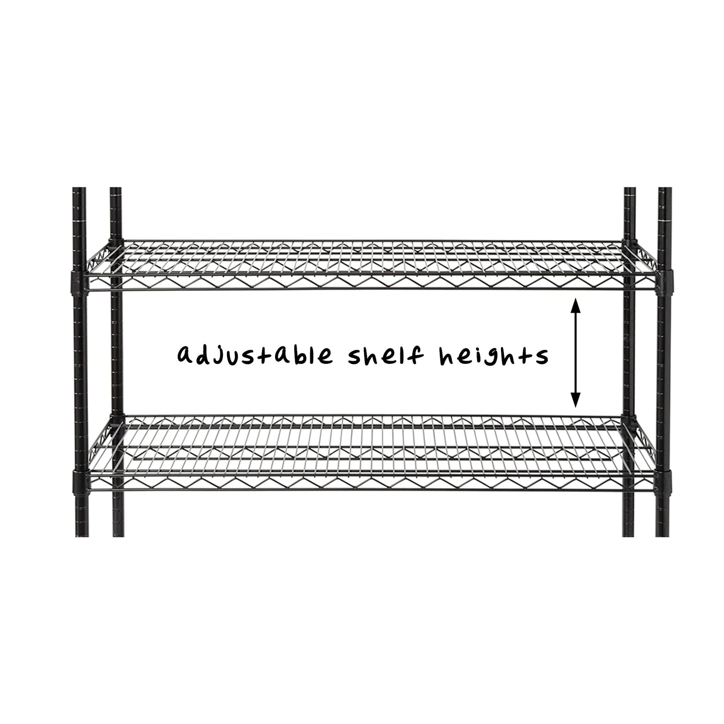 Black 5-Tier Adjustable Shelving Unit with 800-lb Shelf Capacity
