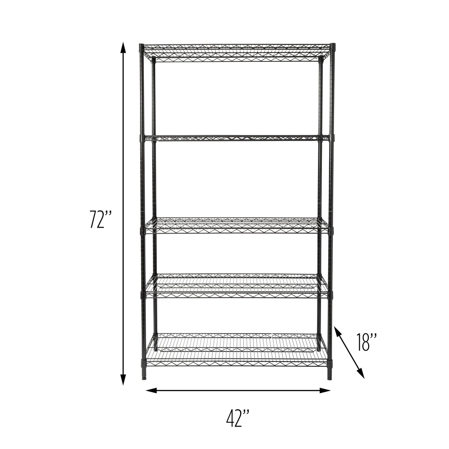 Black 5-Tier Adjustable Shelving Unit with 800-lb Shelf Capacity