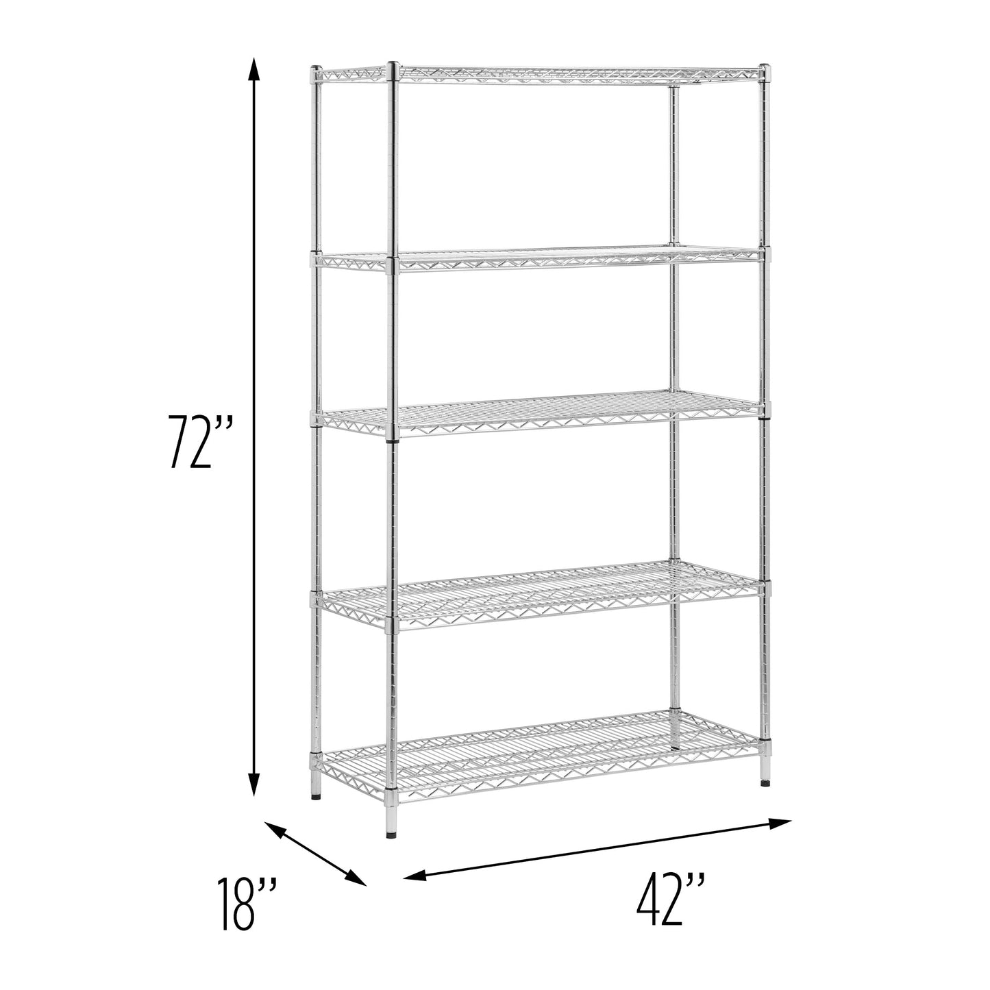 Chrome 5-Tier Adjustable Shelving Unit with 800-lb Shelf Capacity