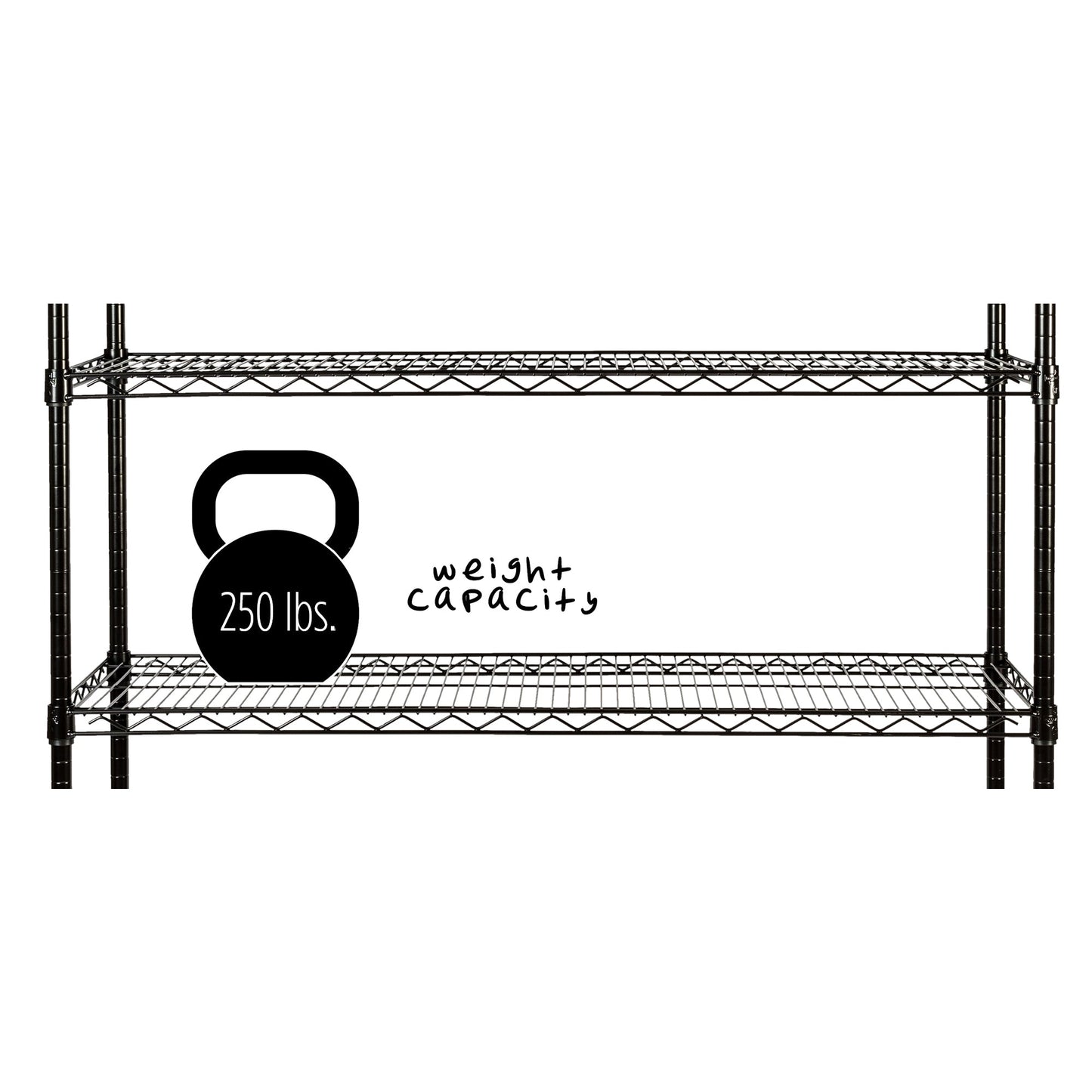 Black 4-Tier Heavy-Duty Shelving Unit with 250-lb Shelf Capacity