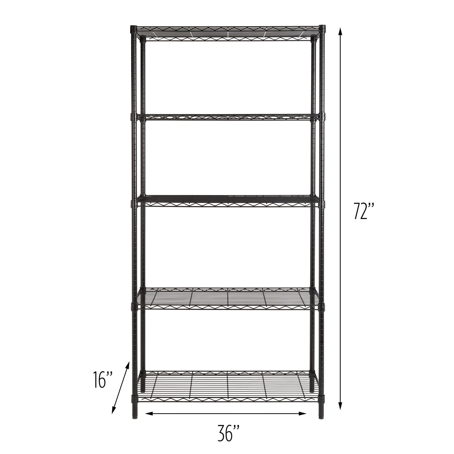 Black 5-Tier Heavy-Duty Shelving Unit With 350-lb Shelf Capacity