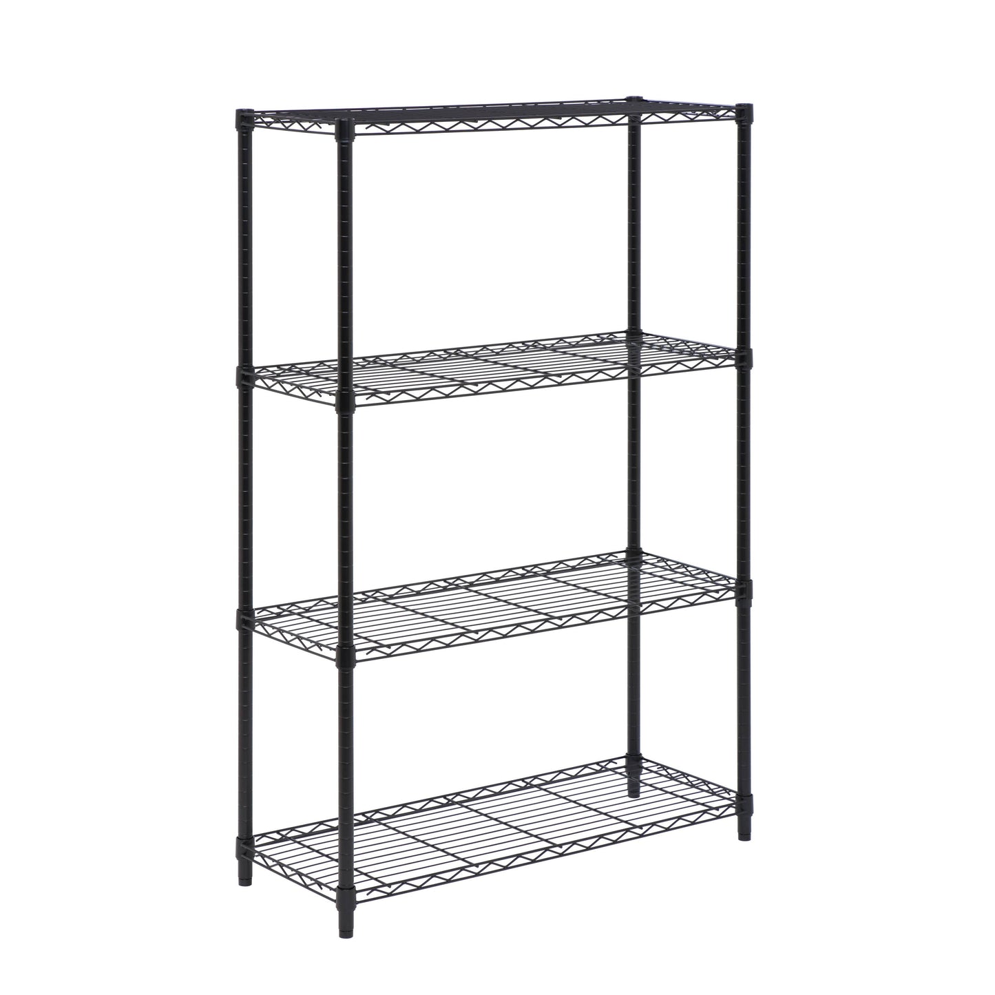 Black 4-Tier Adjustable Shelving Unit with 350-lb Shelf Capacity