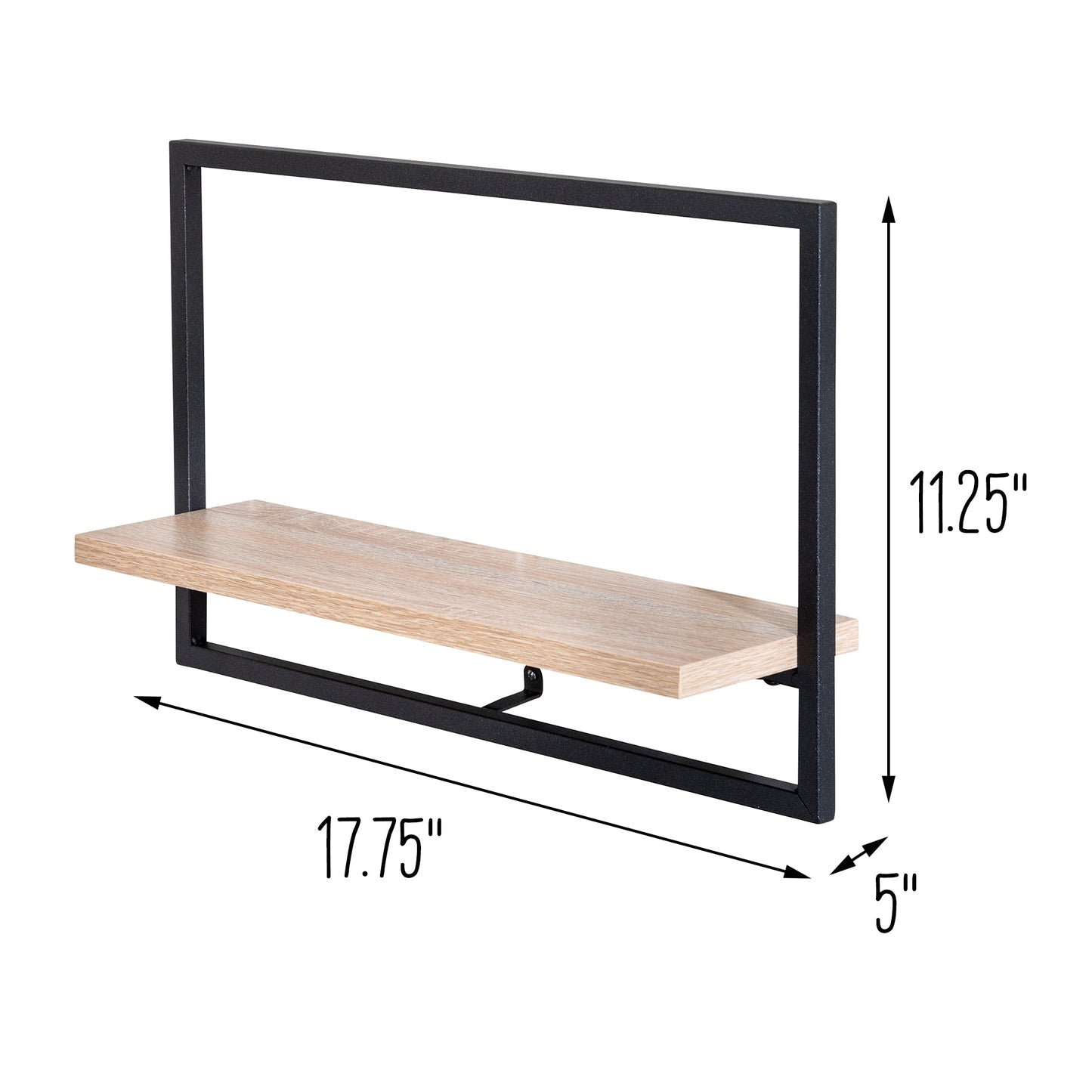 Black/Natural Large Horizontal Floating Wall Shelf