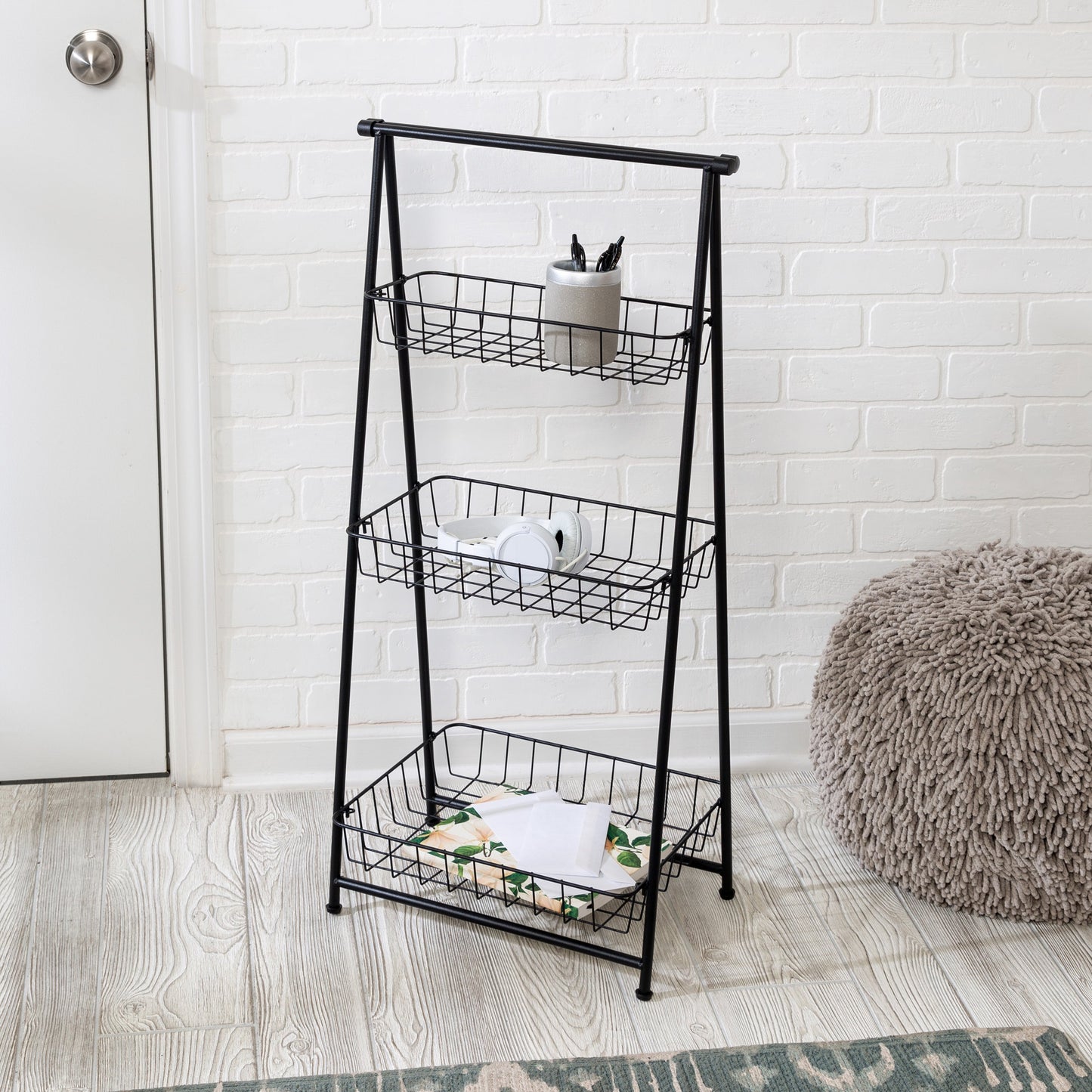 Black 3-Tier Folding A-Frame Storage Caddy
