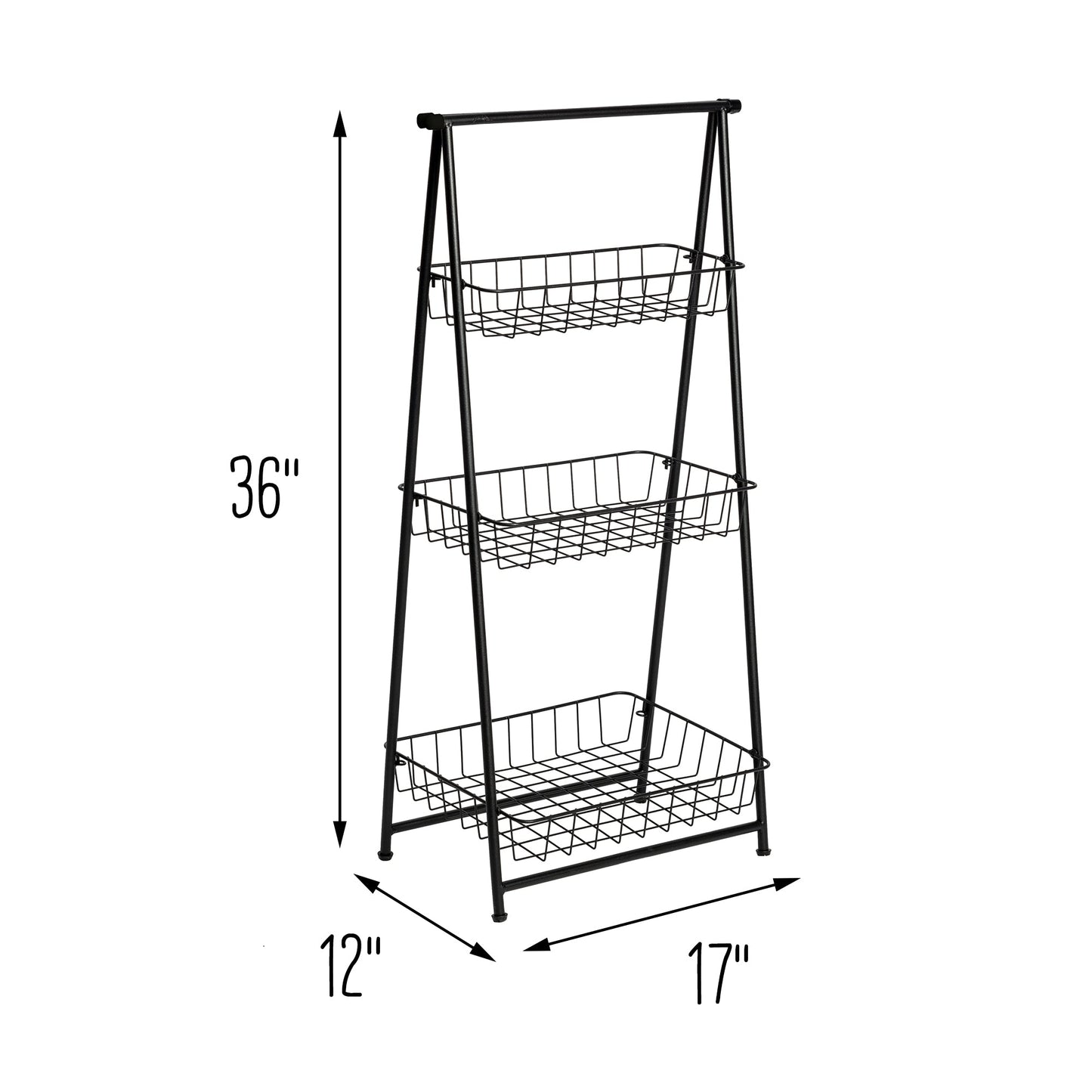 Black 3-Tier Folding A-Frame Storage Caddy