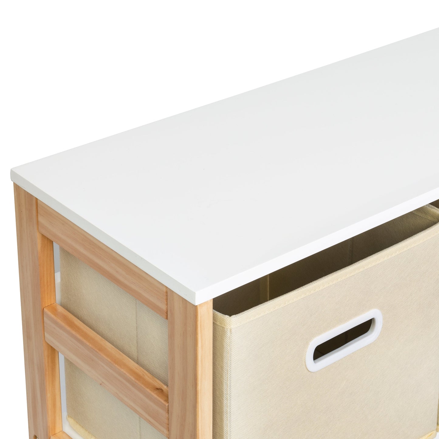White/Natural 4-Bin Kids Playroom Organizer
