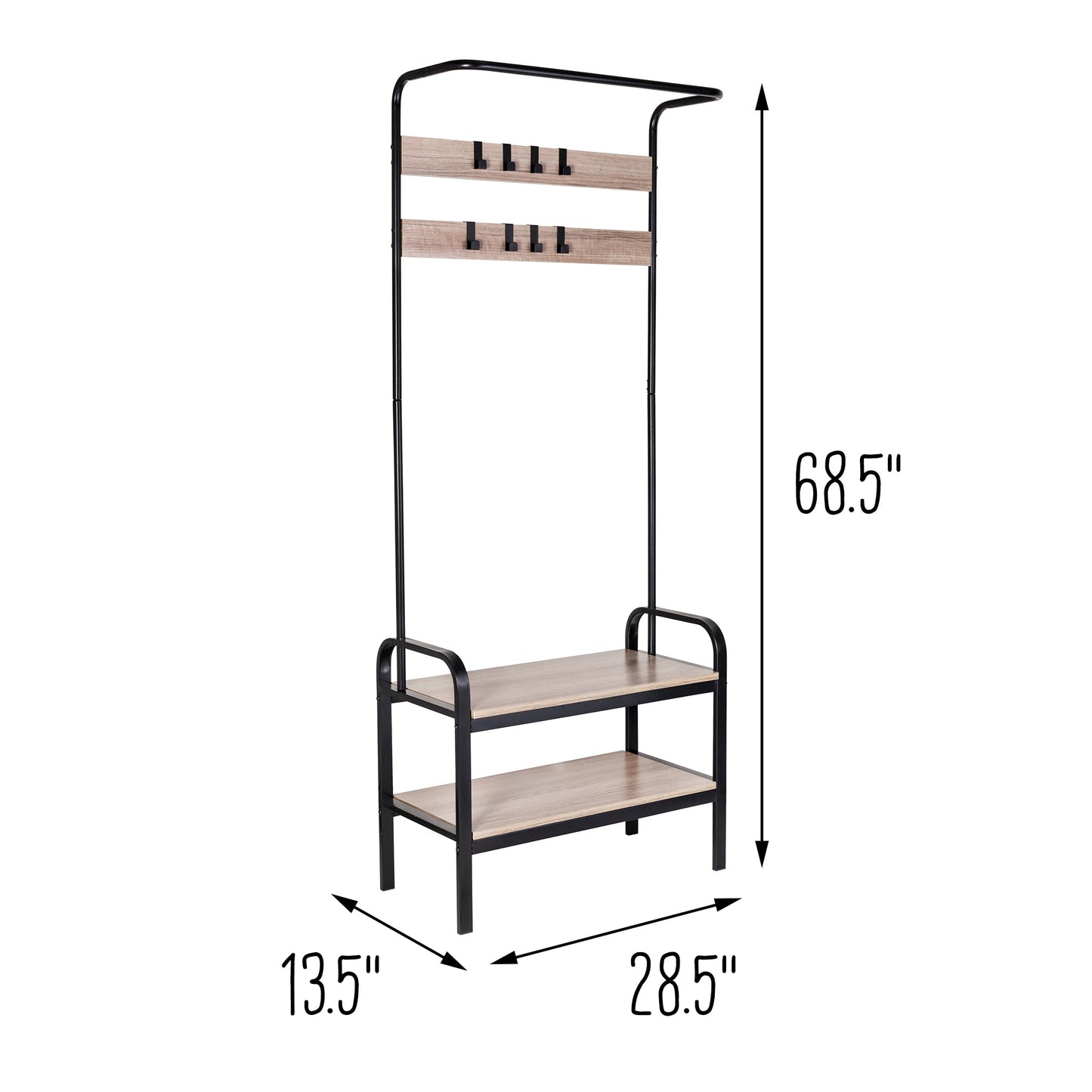 Willow Gray Entryway Hall Tree with Shoe Storage
