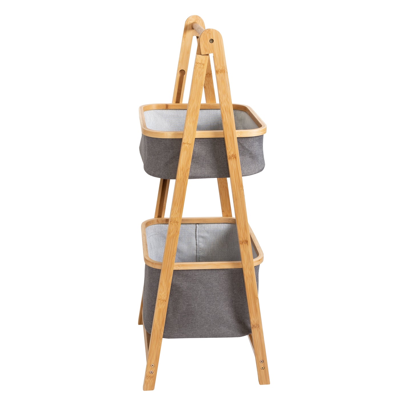 Bamboo/Gray Canvas 2-Tier Storage Caddy