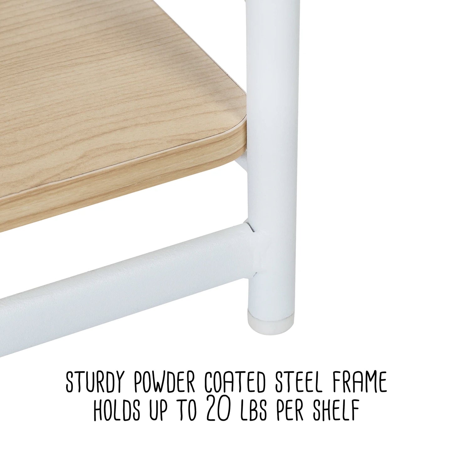 White/Natural 3-Tier Small Wood and Metal Shelf