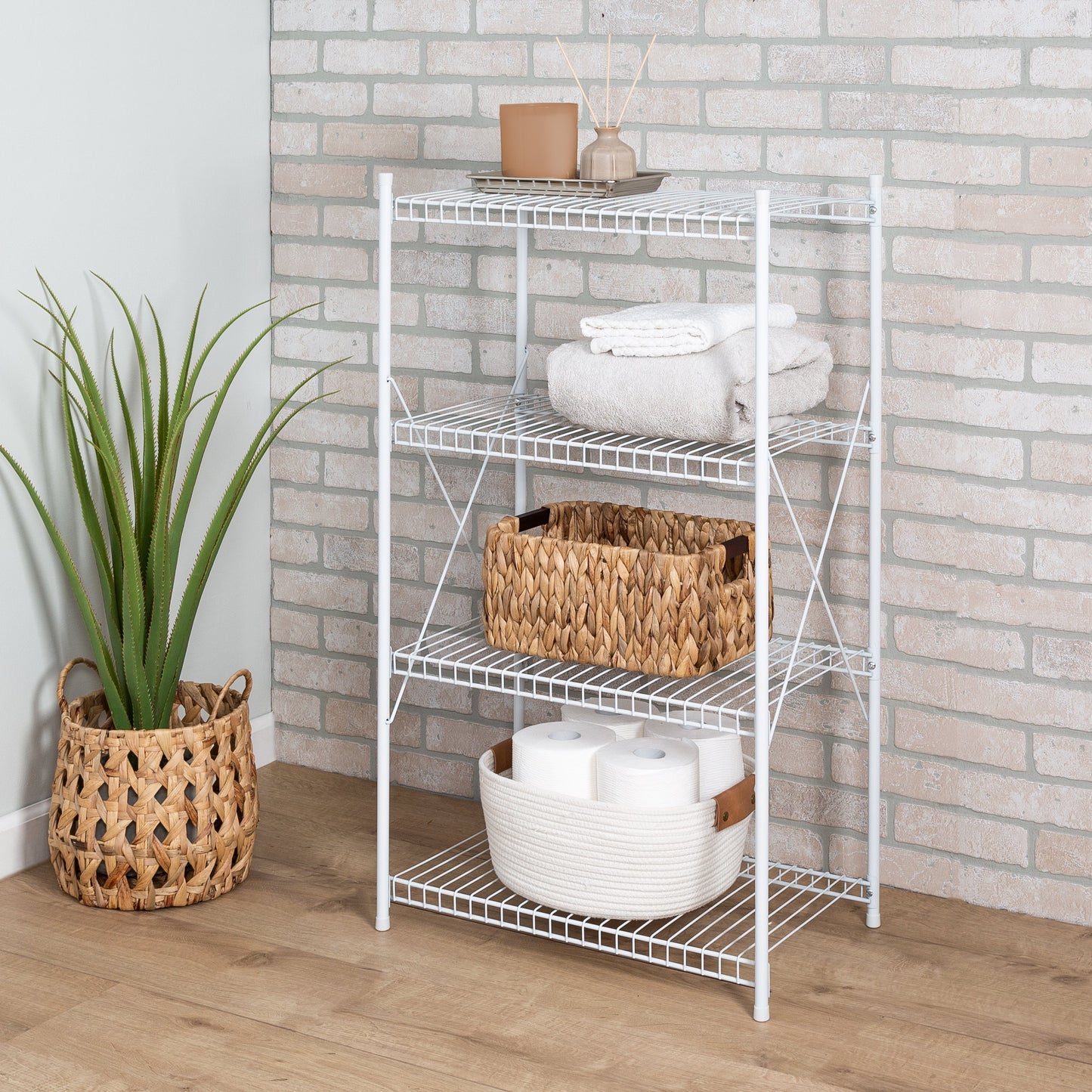 White Steel 4-Tier Storage Shelf