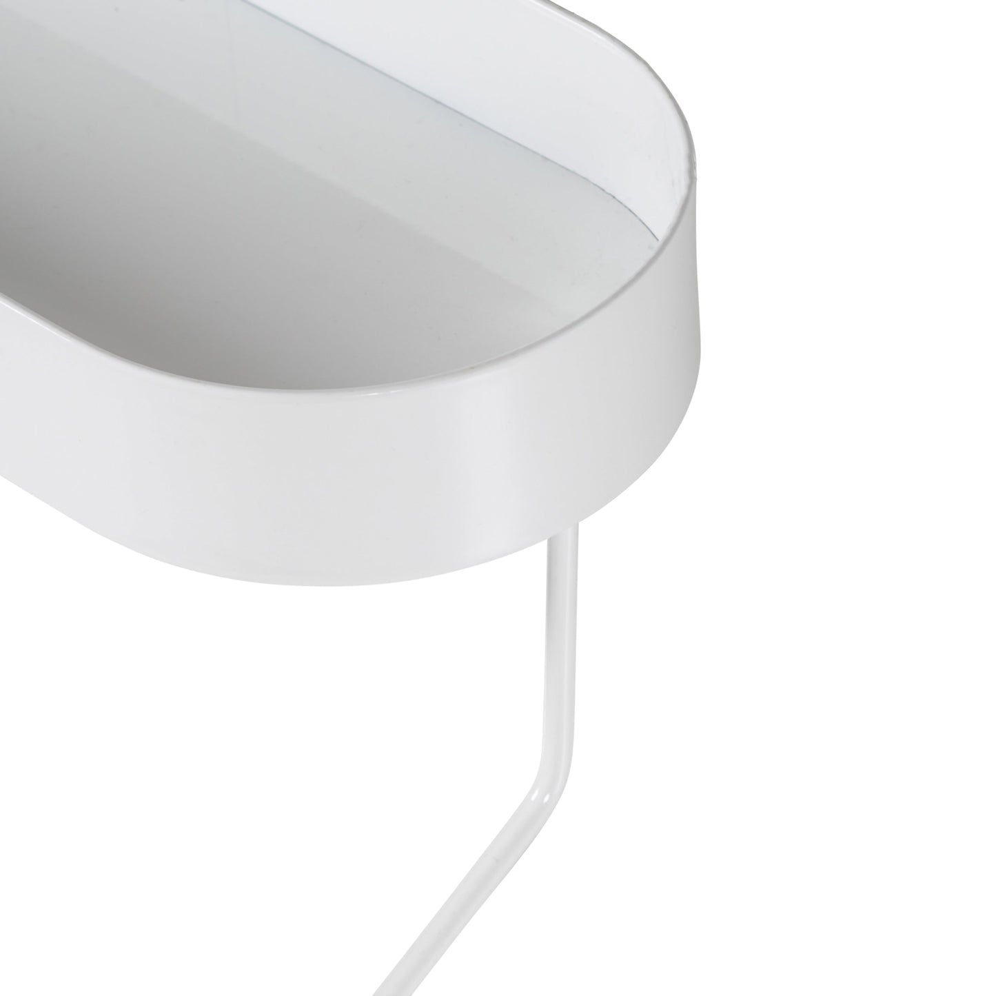 White Oval Bath Shelf with Towel Bar