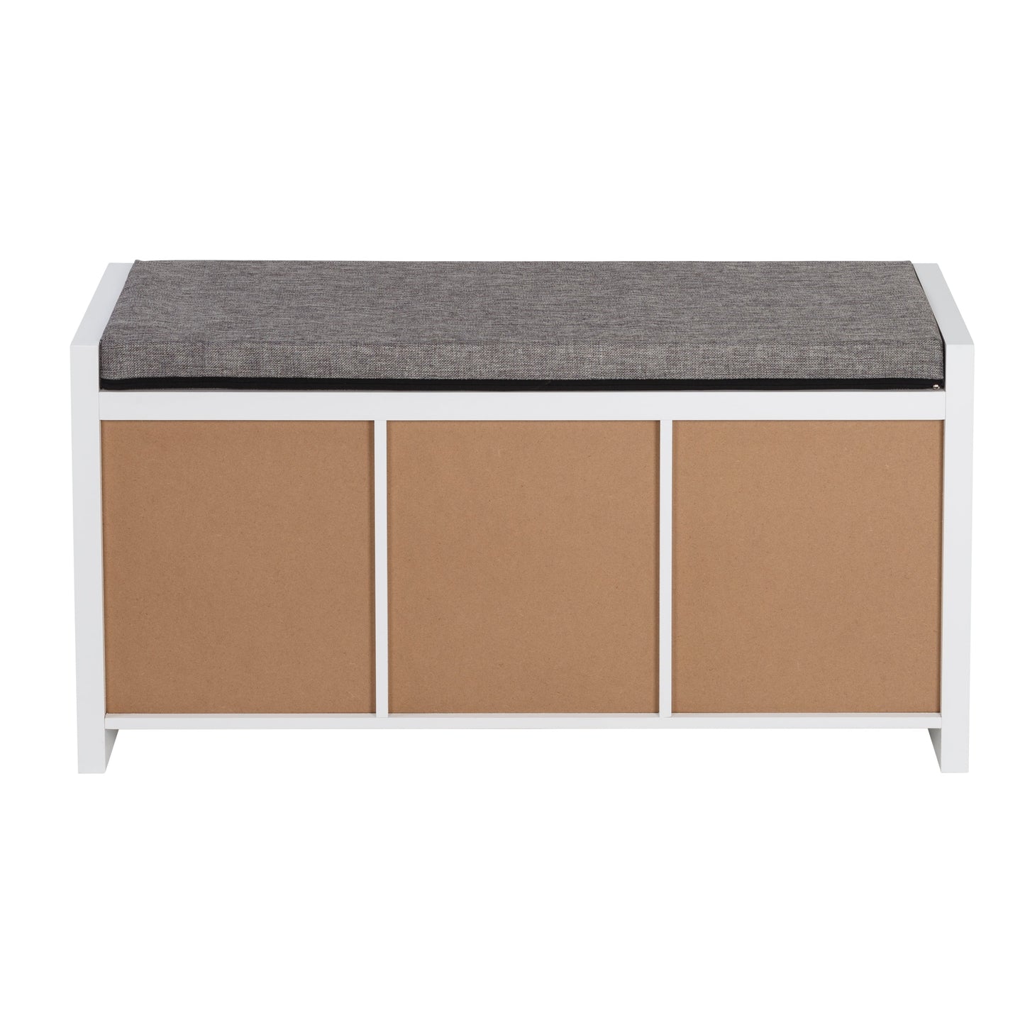 White/Gray 3-Cubby Organizer Bench with Shoe Storage