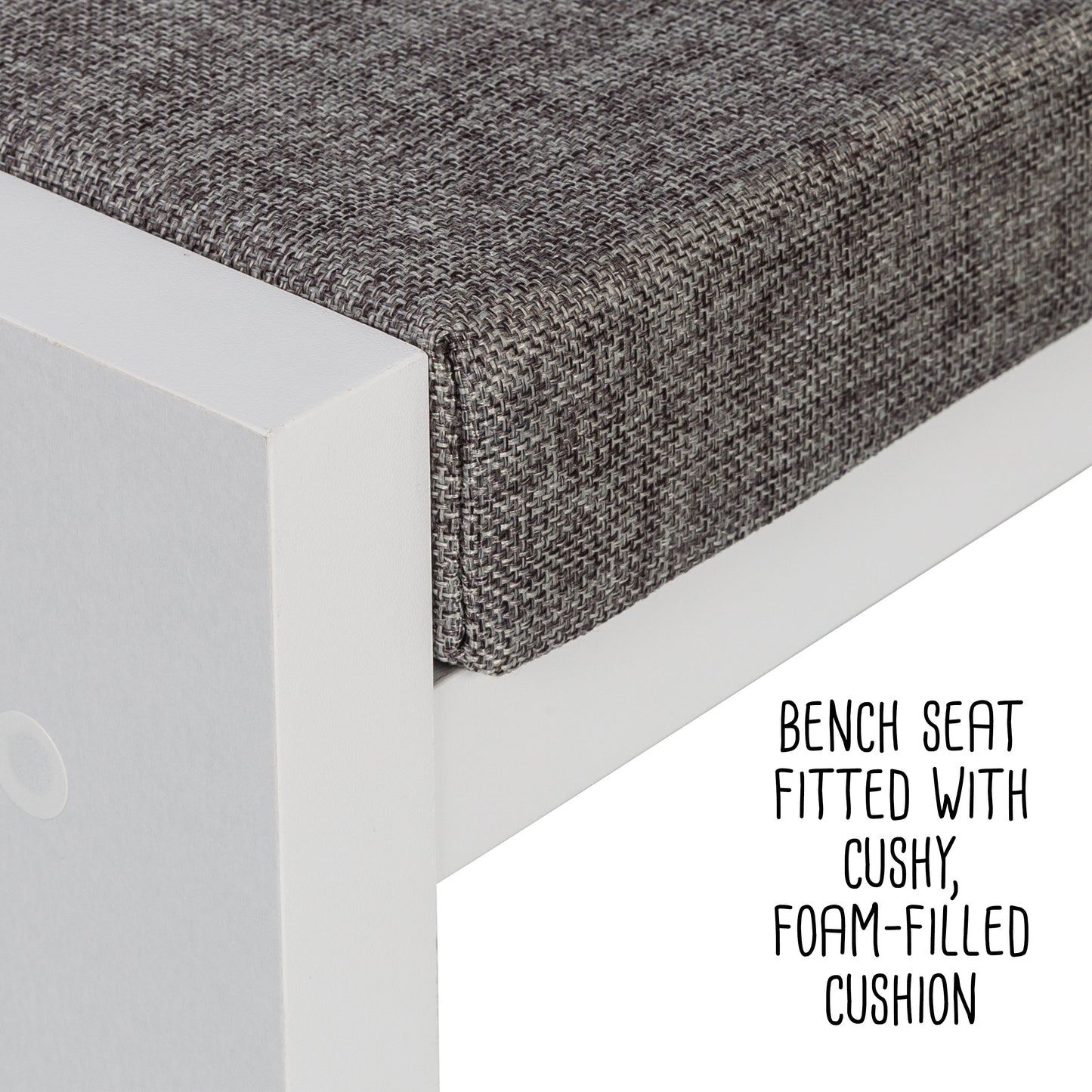 White/Gray 3-Cubby Organizer Bench with Shoe Storage