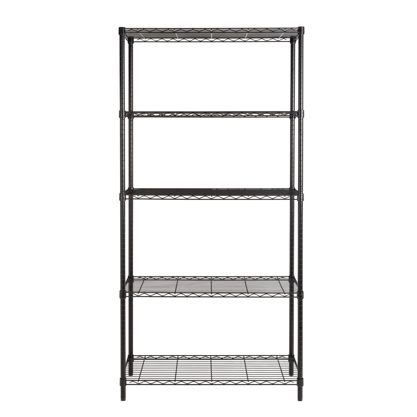 Black 5-Tier Adjustable Shelving Unit with 350-lb Shelf Capacity