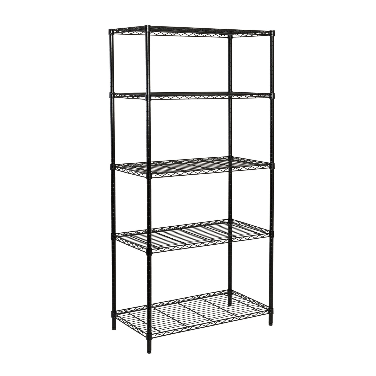 Black 5-Tier Adjustable Shelving Unit with 350-lb Shelf Capacity