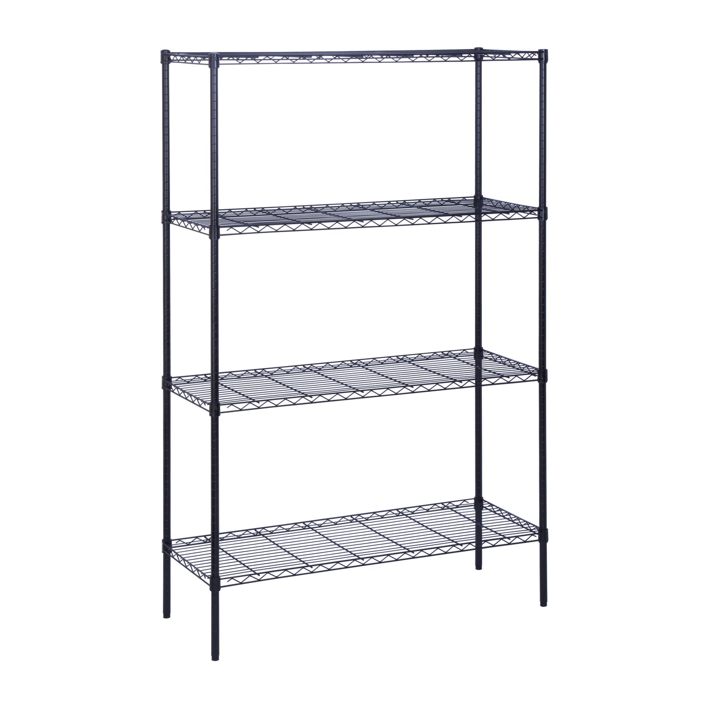 Black 4-Tier Heavy-Duty Shelving with 350-lb Shelf Weight Capacity