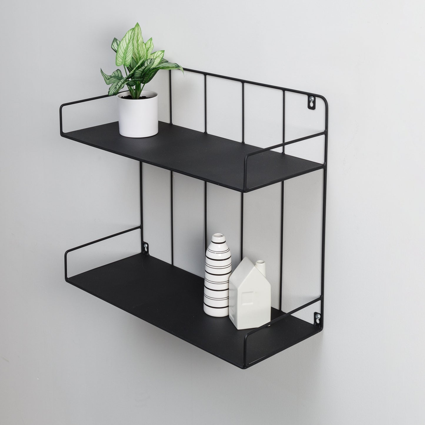 Black 2-Tier Metal Accent Shelf