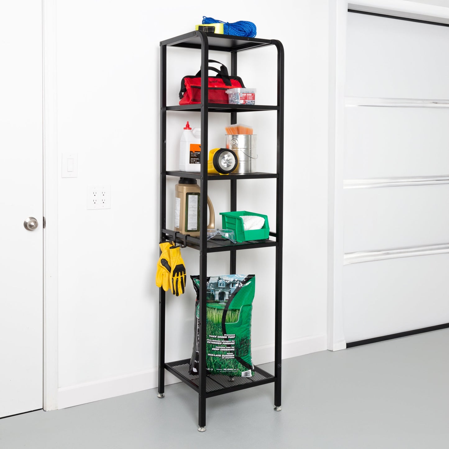 Black 4-Tier Steel Garage Storage Shelving Unit
