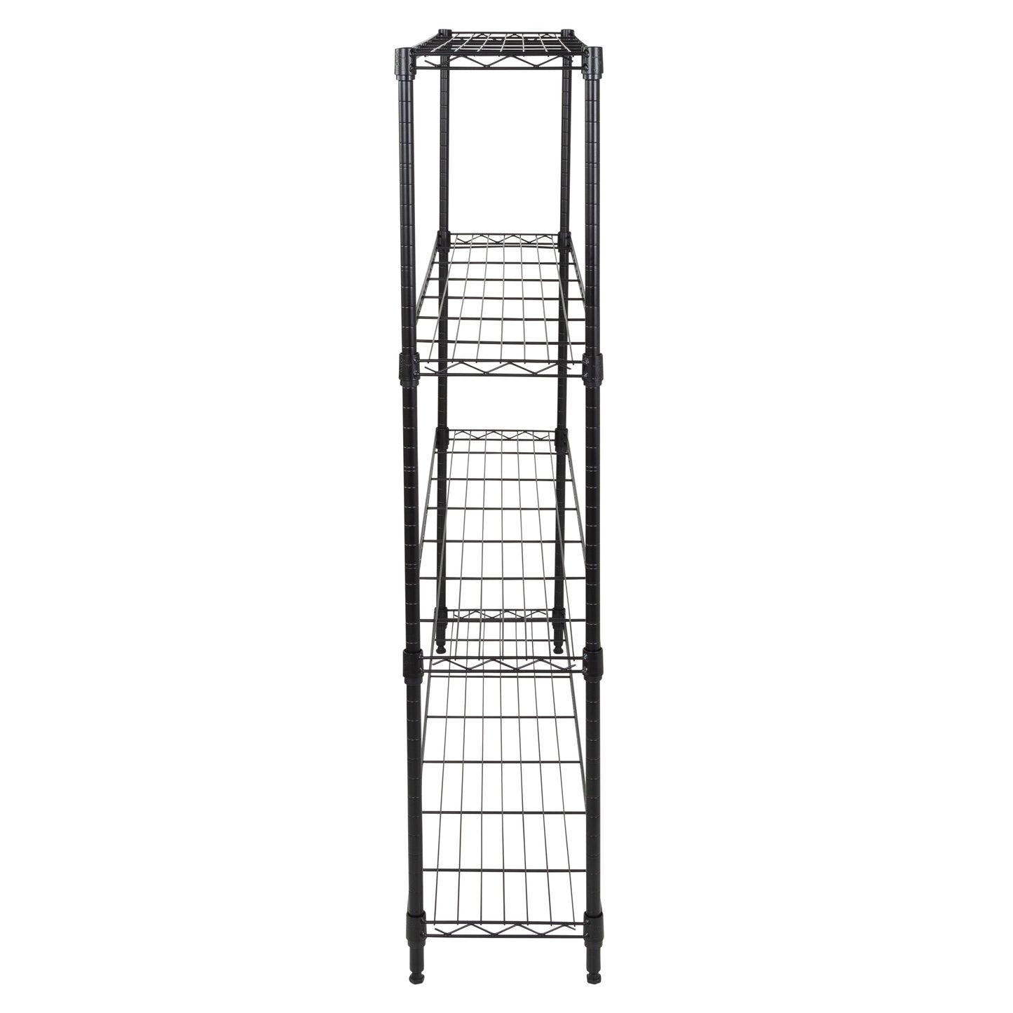 Black 4-Tier Slim Profile Wide Shelving Unit