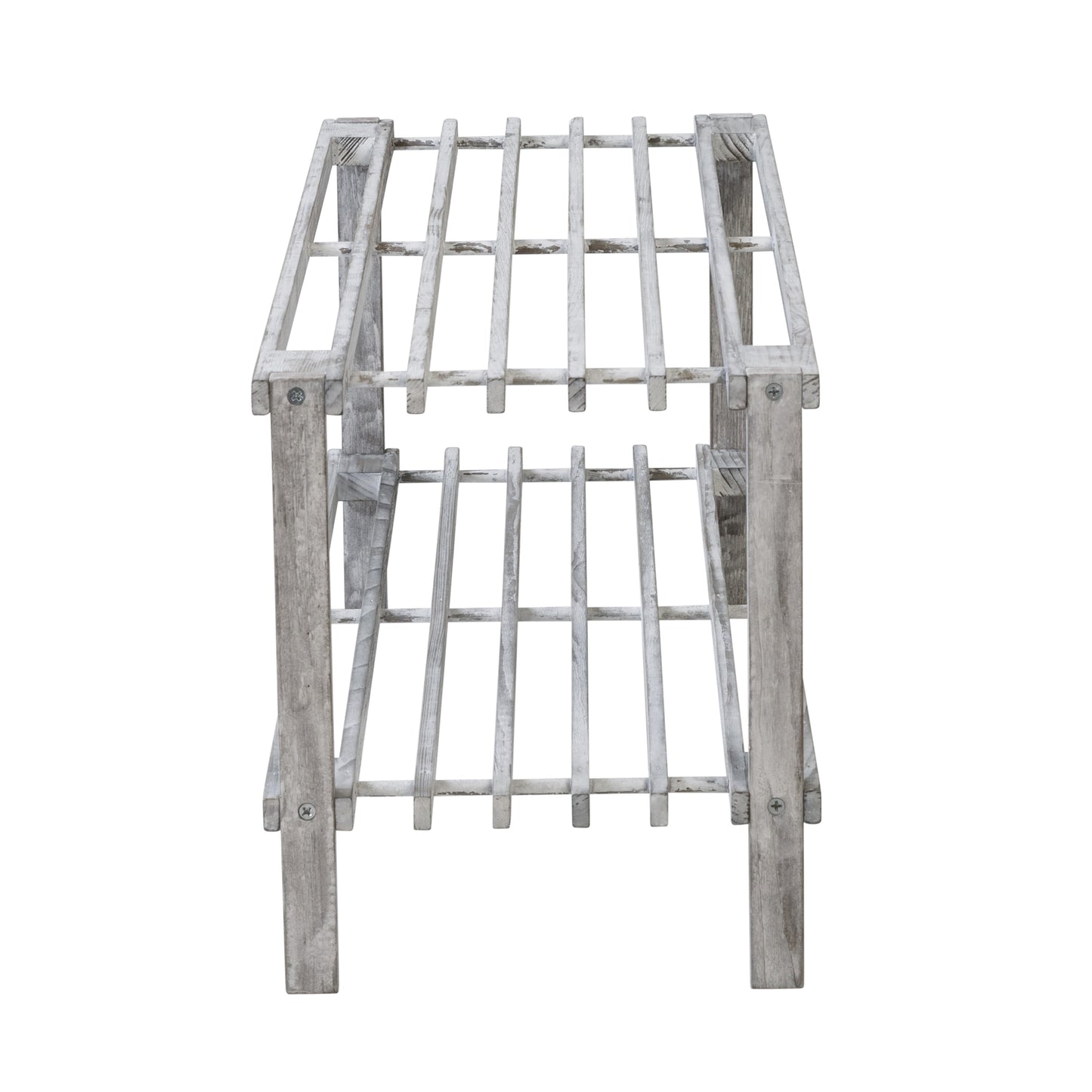 Gray 2-Tier Wood Shoe Rack