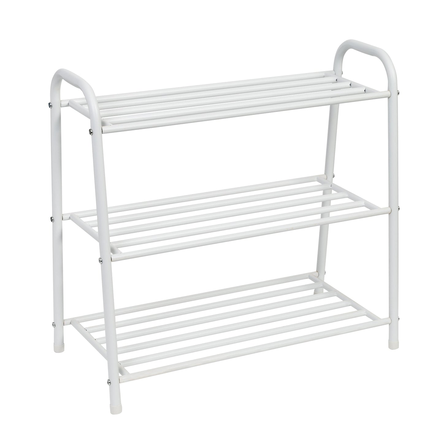 White Matte 3-Tier Metal Shoe Rack
